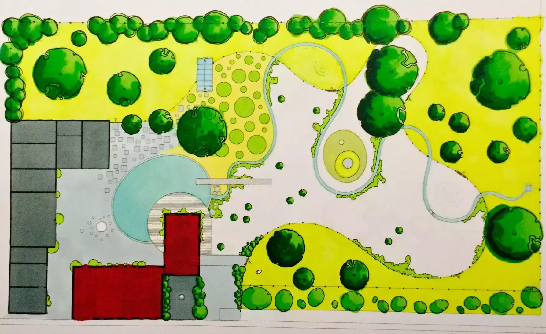 Creatief tuinontwerp met rechte zwemvijver – foto 3