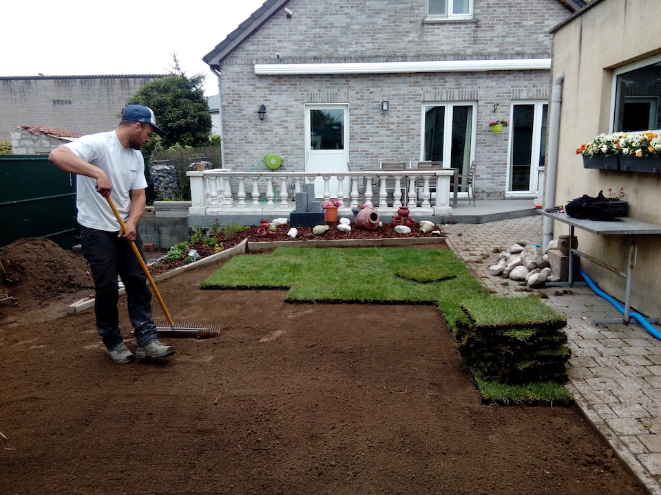 Project VanSteenwinkel Tuinaanleg grasdal gras gazon Eppegem Zemst